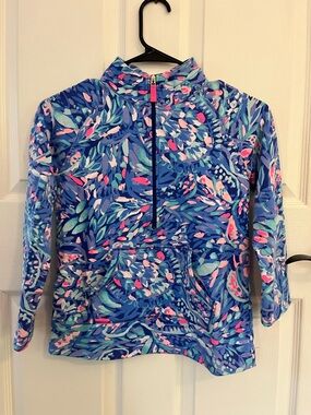 Lilly Pulitzer Blue Multi-Color Floral Zip Pullover